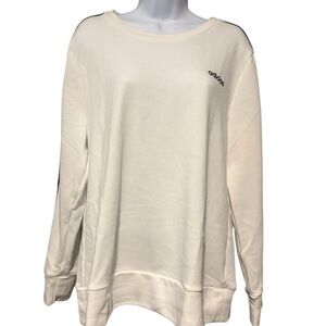 Adidas Women's Crew Neck Sweatshirt White with Black Stripes Size L